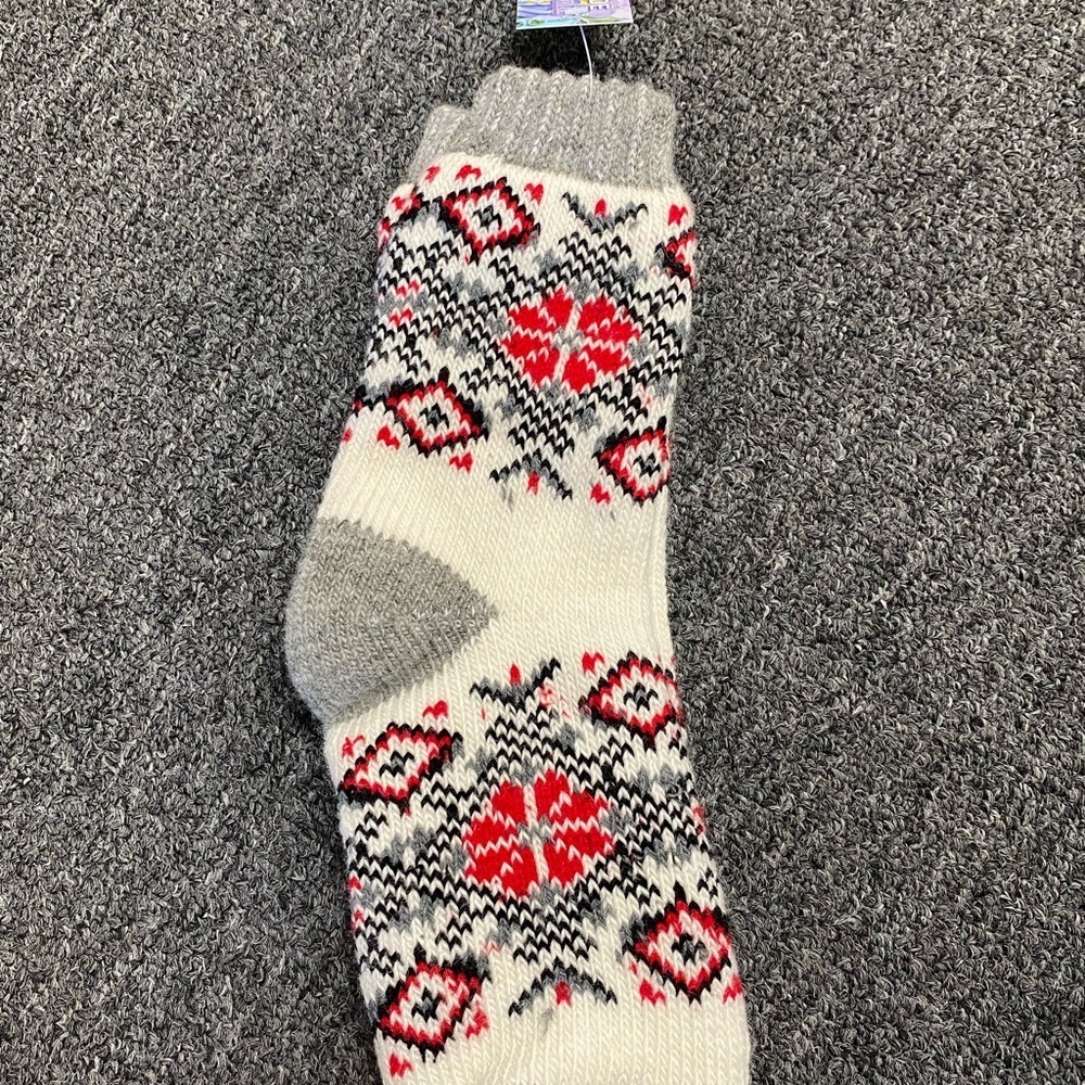 Nordic Patterned Winter Socks - Cream and Red
